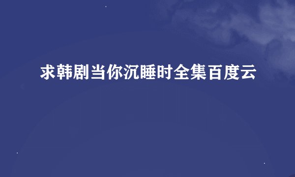 求韩剧当你沉睡时全集百度云