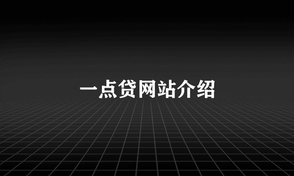一点贷网站介绍