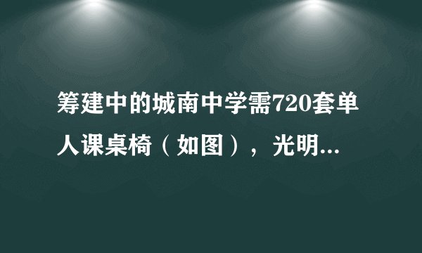筹建中的城南中学需720套单人课桌椅（如图），光明厂承担了这项生产任务，该厂生产桌子的必须5人一组，每