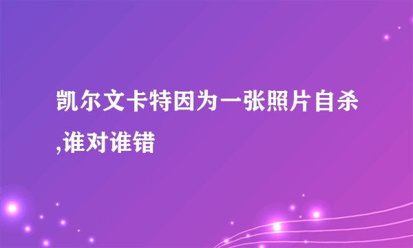 凯尔文卡特因为一张照片自杀,谁对谁错