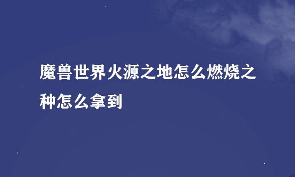 魔兽世界火源之地怎么燃烧之种怎么拿到