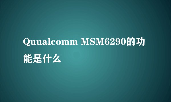 Quualcomm MSM6290的功能是什么