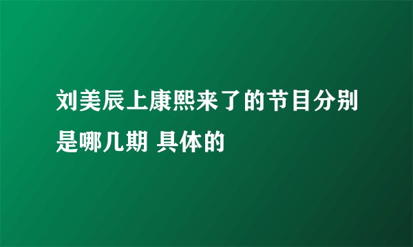 刘美辰上康熙来了的节目分别是哪几期 具体的
