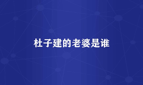 杜子建的老婆是谁