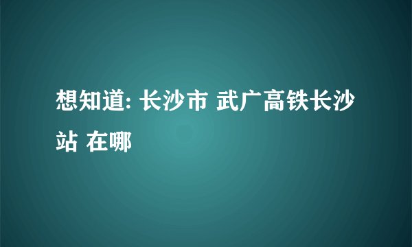 想知道: 长沙市 武广高铁长沙站 在哪