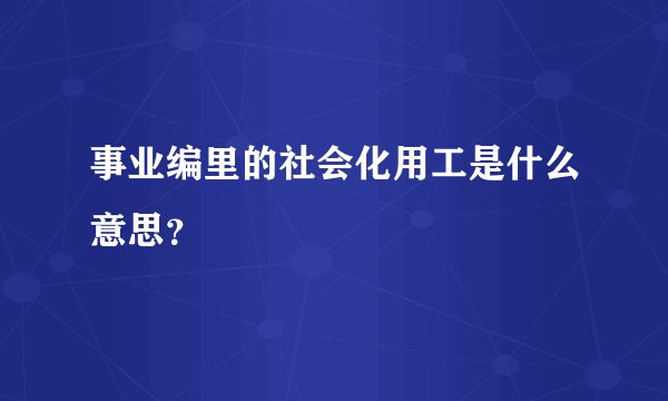 事业编里的社会化用工是什么意思？