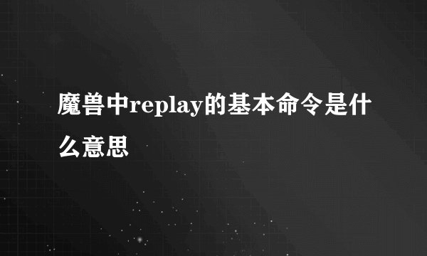魔兽中replay的基本命令是什么意思