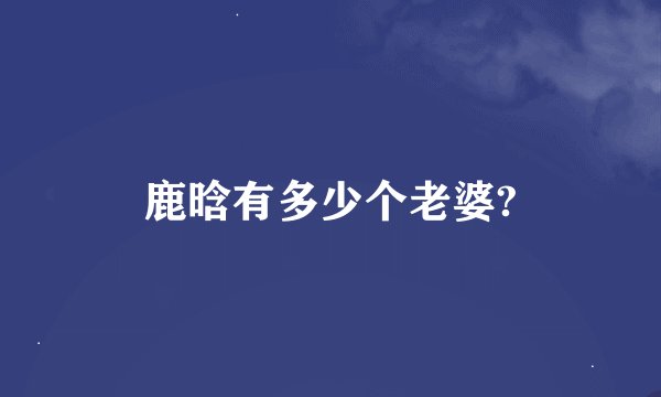 鹿晗有多少个老婆?