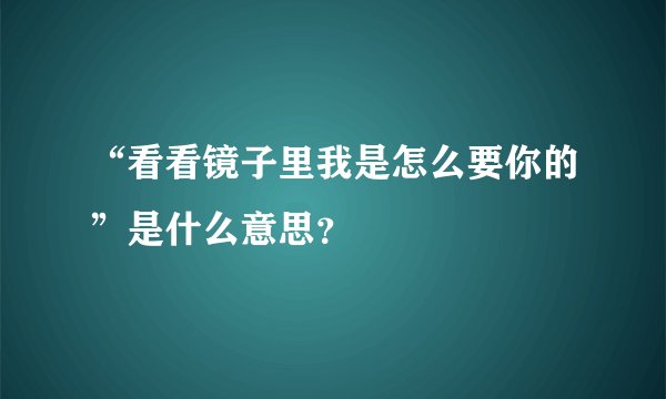 “看看镜子里我是怎么要你的”是什么意思？