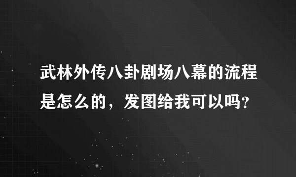 武林外传八卦剧场八幕的流程是怎么的,发图给我可以吗?