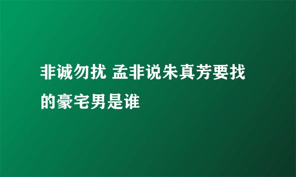 非诚勿扰 孟非说朱真芳要找的豪宅男是谁