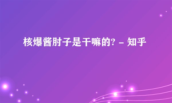 核爆酱肘子是干嘛的? - 知乎