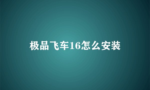 极品飞车16怎么安装