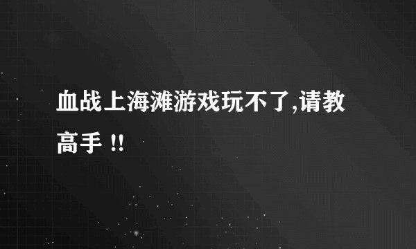 血战上海滩游戏玩不了,请教高手 !!