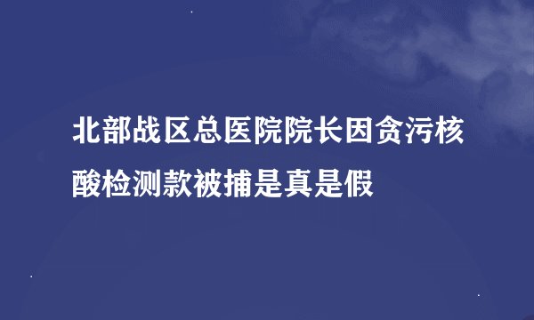 北部战区总医院院长因贪污核酸检测款被捕是真是假