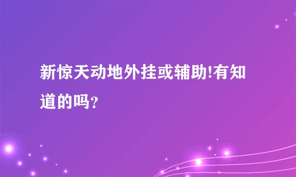 新惊天动地外挂或辅助!有知道的吗？
