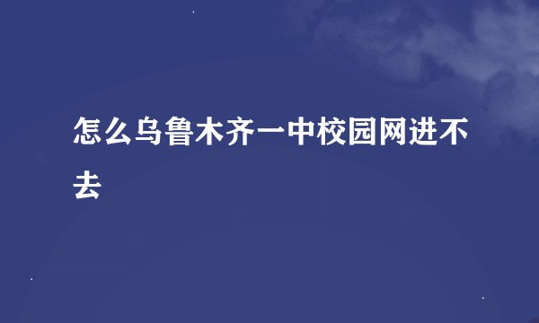 怎么乌鲁木齐一中校园网进不去