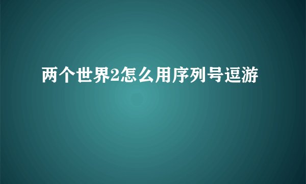 两个世界2怎么用序列号逗游