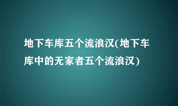 地下车库五个流浪汉(地下车库中的无家者五个流浪汉)