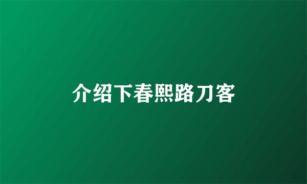 介绍下春熙路刀客