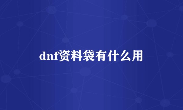 dnf资料袋有什么用