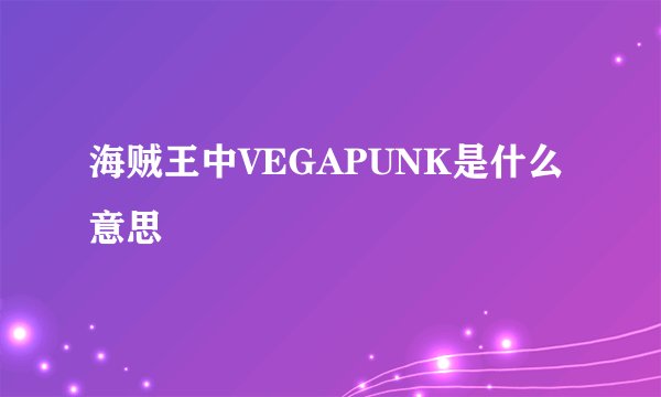 海贼王中VEGAPUNK是什么意思
