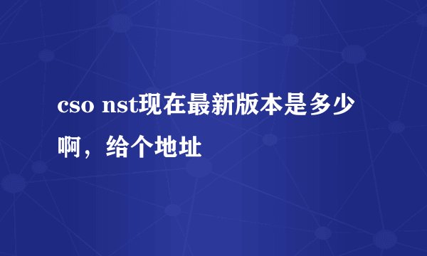 cso nst现在最新版本是多少啊，给个地址