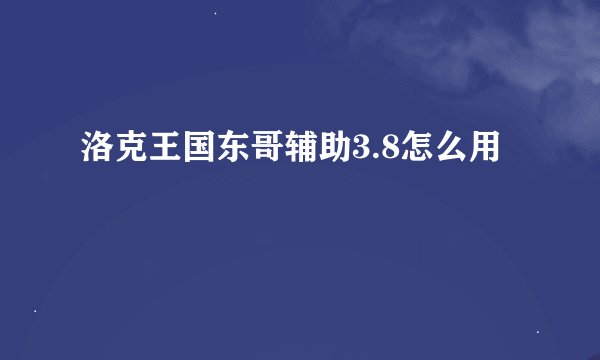 洛克王国东哥辅助3.8怎么用