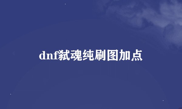 dnf弑魂纯刷图加点