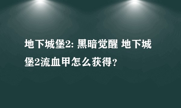 地下城堡2: 黑暗觉醒 地下城堡2流血甲怎么获得？