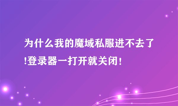 为什么我的魔域私服进不去了!登录器一打开就关闭！