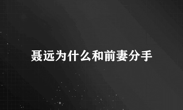 聂远为什么和前妻分手