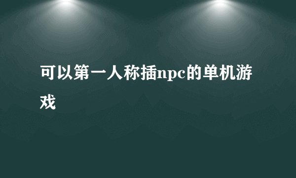 可以第一人称插npc的单机游戏