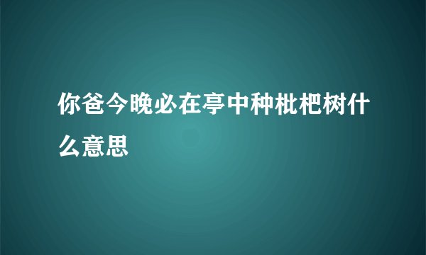 你爸今晚必在亭中种枇杷树什么意思