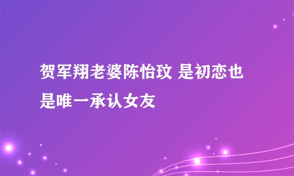 贺军翔老婆陈怡玟 是初恋也是唯一承认女友