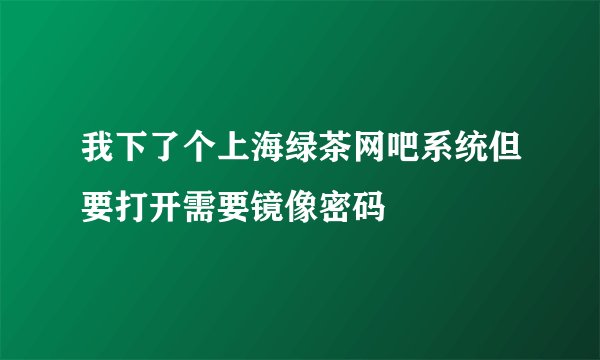 我下了个上海绿茶网吧系统但要打开需要镜像密码