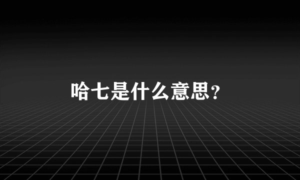 哈七是什么意思?