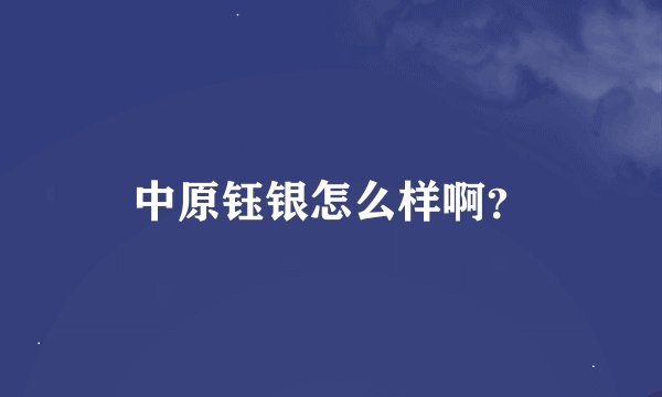 中原钰银怎么样啊？