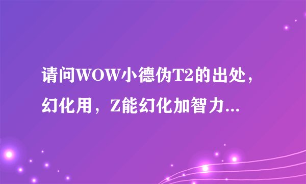 请问WOW小德伪T2的出处，幻化用，Z能幻化加智力的皮甲么
