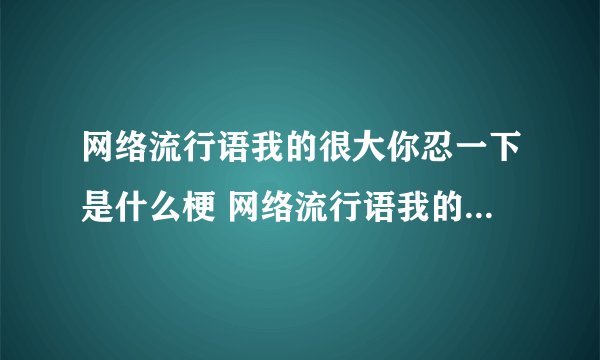 网络流行语我的很大你忍一下是什么梗 网络流行语我的很大你忍一下的意思