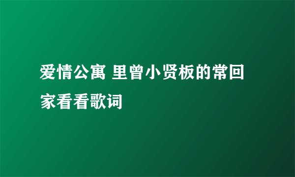 爱情公寓 里曾小贤板的常回家看看歌词
