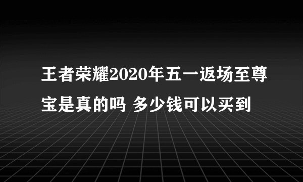 王者荣耀2020年五一返场至尊宝是真的吗 多少钱可以买到
