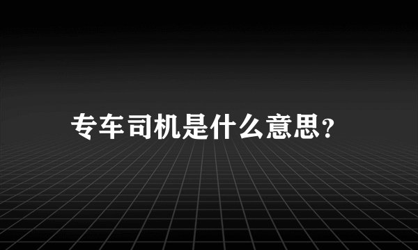 专车司机是什么意思？