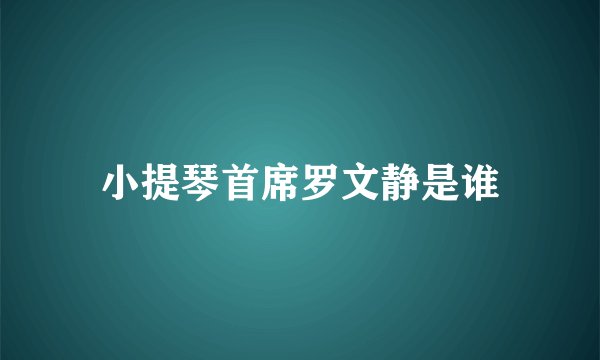 小提琴首席罗文静是谁
