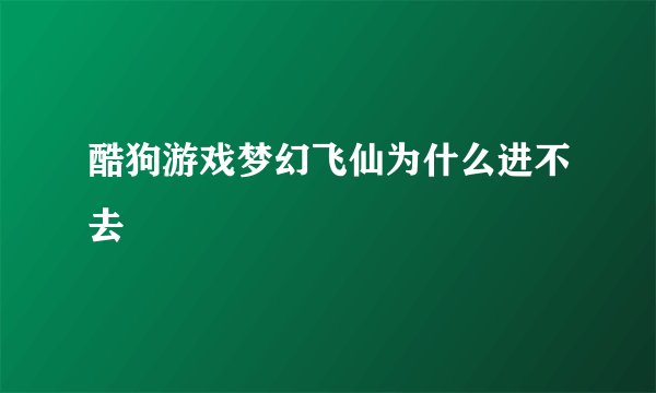 酷狗游戏梦幻飞仙为什么进不去