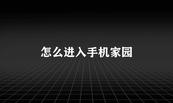 怎么进入手机家园