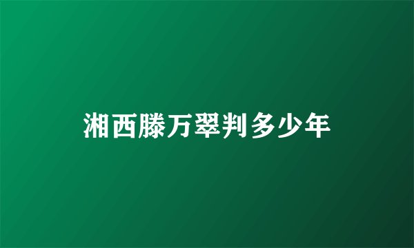 湘西滕万翠判多少年