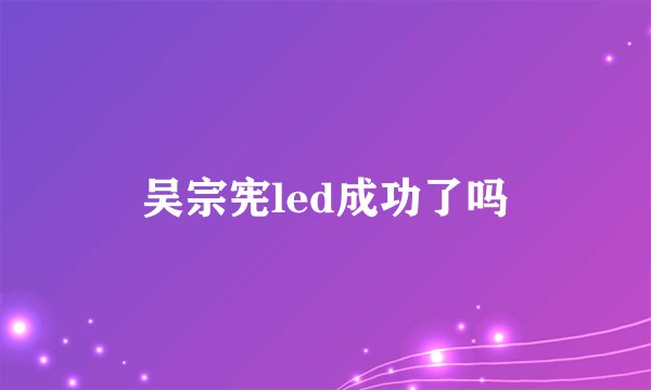 吴宗宪led成功了吗