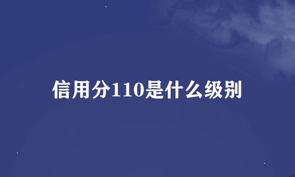 信用分110是什么级别