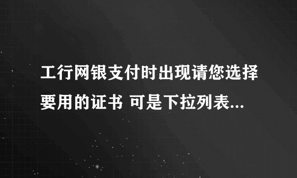 工行网银支付时出现请您选择要用的证书 可是下拉列表没有证书！！！怎么办